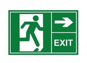 Exit sign, exit way, exit vector