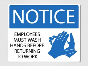 Employees wash hands sign