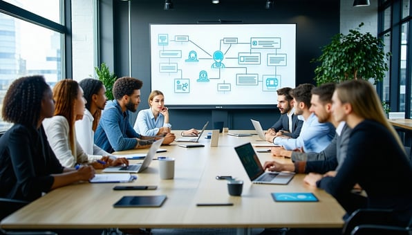 group of men and women performing a cybersecurity tabletop exercise