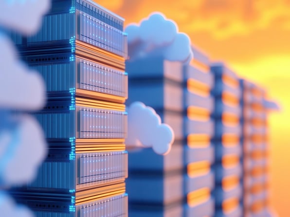 digital storage with clouds and sunset