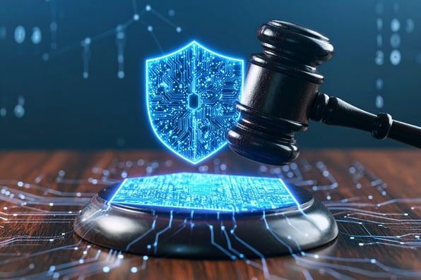 gavel and digital shield