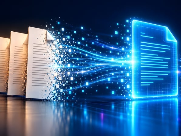 paper transforming into digital files