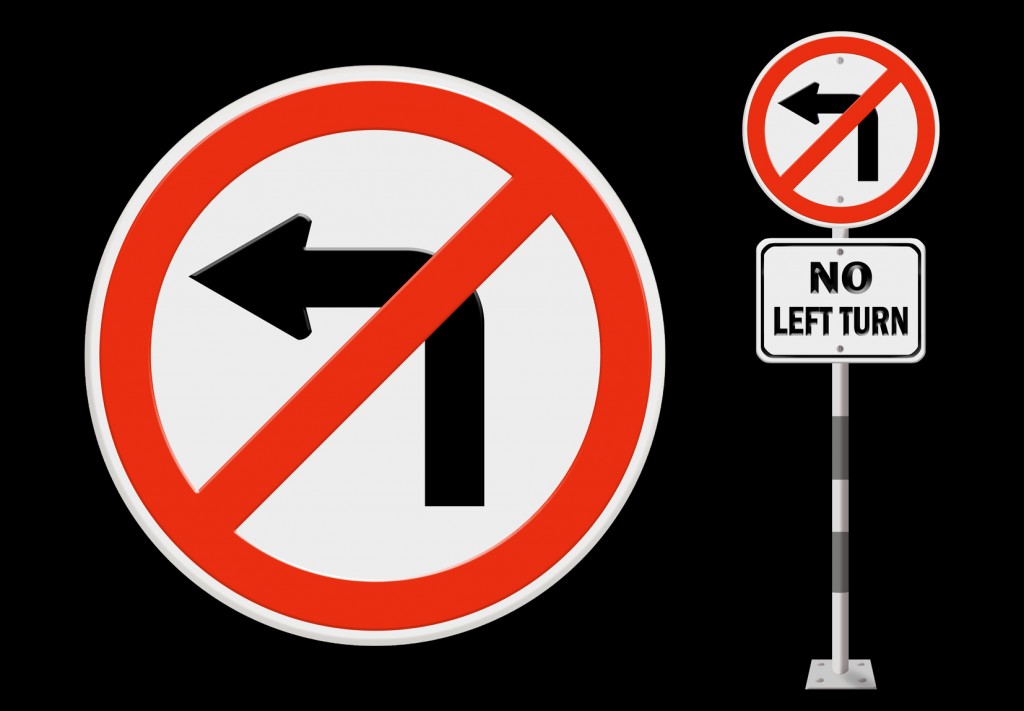 You turn to the left here. Знак поворот направо запрещен. Дорожные знаки на дороге. No left turn. Покажи разные дорожные знаки.