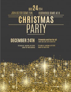 Glittering Gold Christmas party invitation flyer